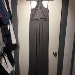 Vera Wang Long Crinkle Chiffon Halter Dress